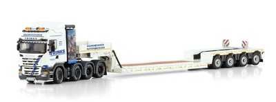 ミニカー WSI 1/50 Scania Lowloader 6ac Nooteboom WSI Scania S + Nooteboom 2 axle Euro PX Low Loader by Cranes